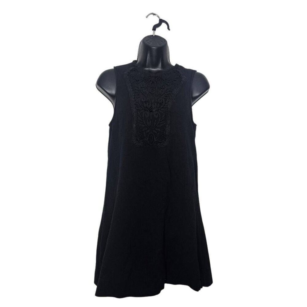 Free People Dress Size Small Sleeveless Black Boho Lace Whimsygoth 70's Mini